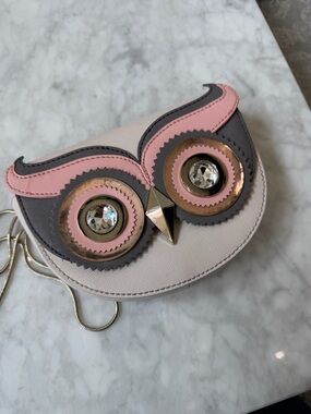 kate spade Pink, Cream and Gray Owl Crossbody Bag
